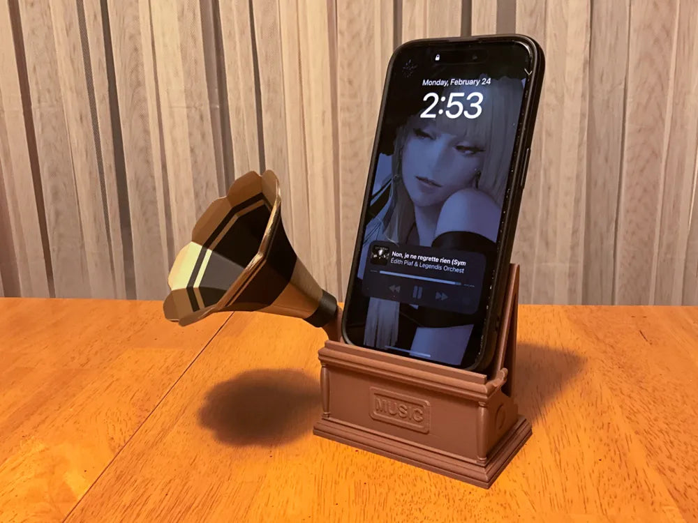 🎵 Pikap Tasarımlı Telefon Standı – Doğal Ses Yükseltici