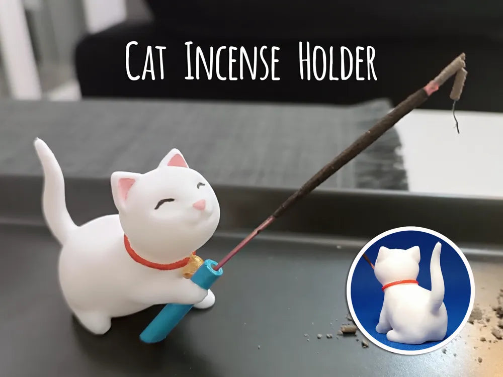 Mini Incense Holder in the Shape of a Cat with a Sash – Cuteness and Peace Together